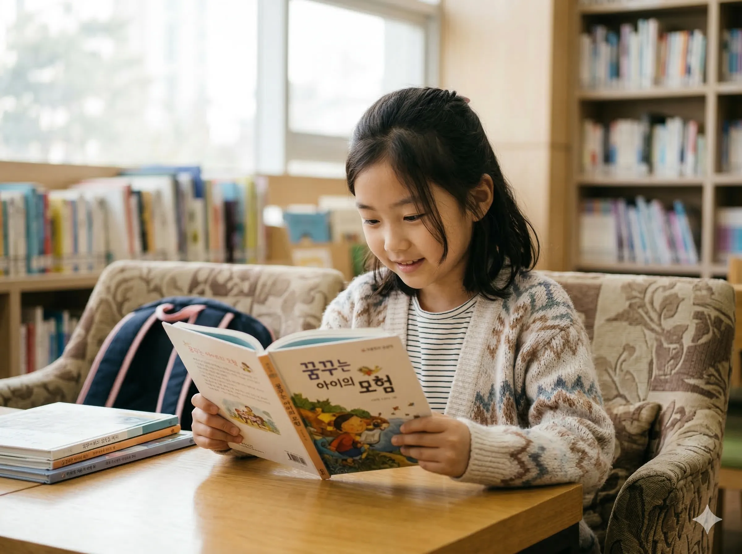 아이가 집에서 책 읽는 모습